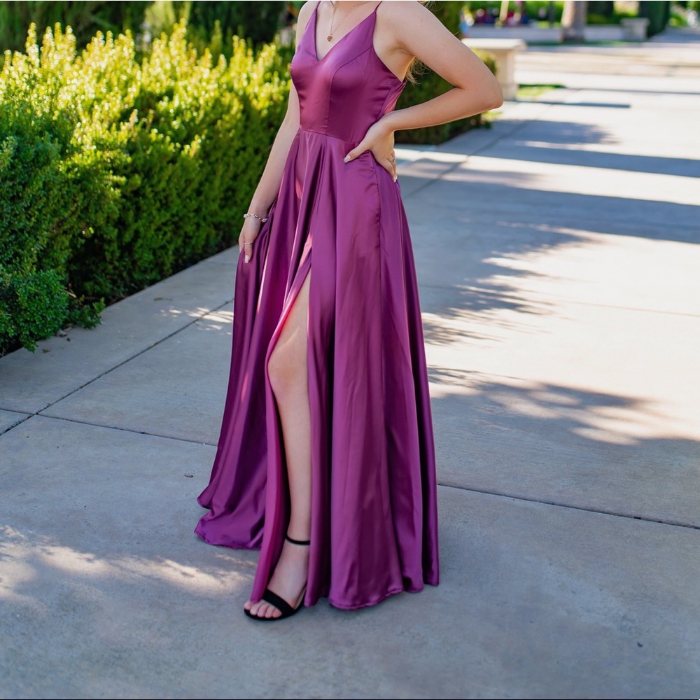 Burgandy/Plum Satin Prom Dress